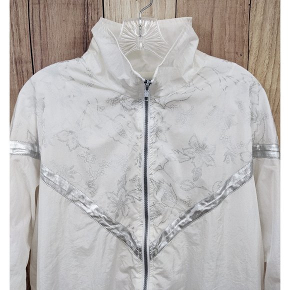 Vintage Slade Track Jacket White/Metallic Silver Floral Sz M - Picture 4 of 12